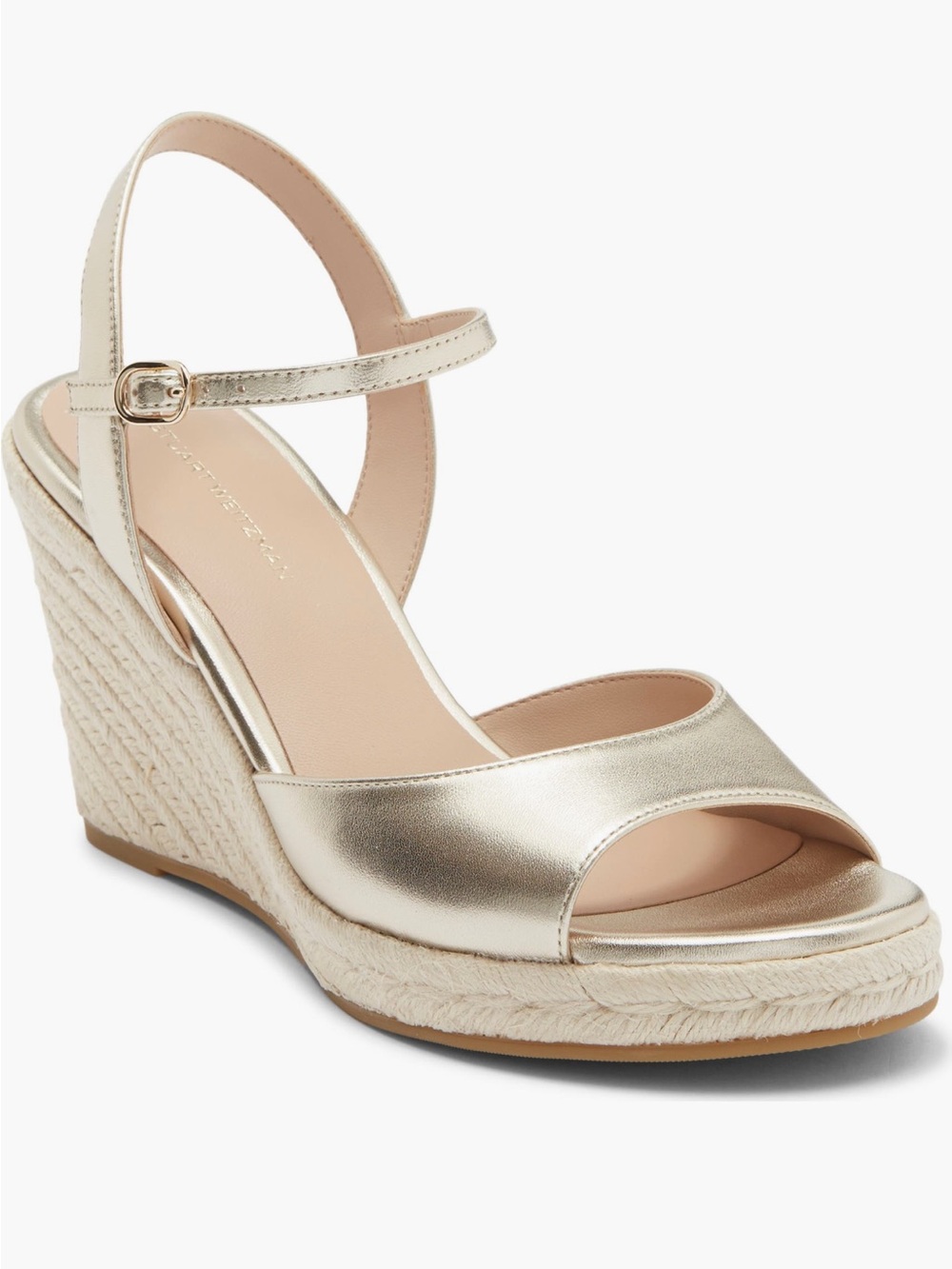 NEW Stuart Weitzman Tia Espadrille Wedge Sandal in Light Gold